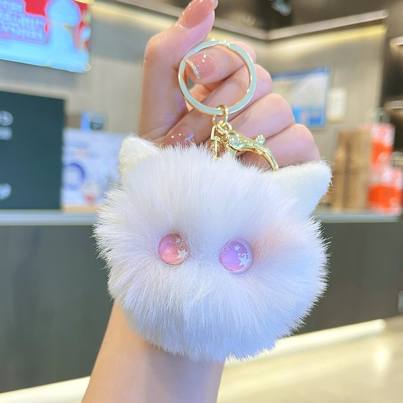 Wholesale Plush Kitten Head Keychain